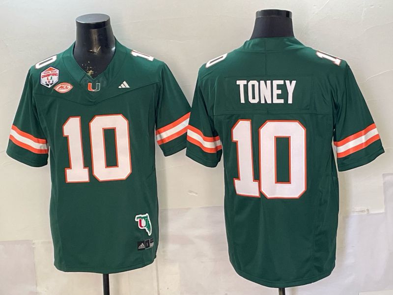 Men 2026 Miami Hurricanes #10 Toney Green 3th generations Limited NCAA Jersey 056